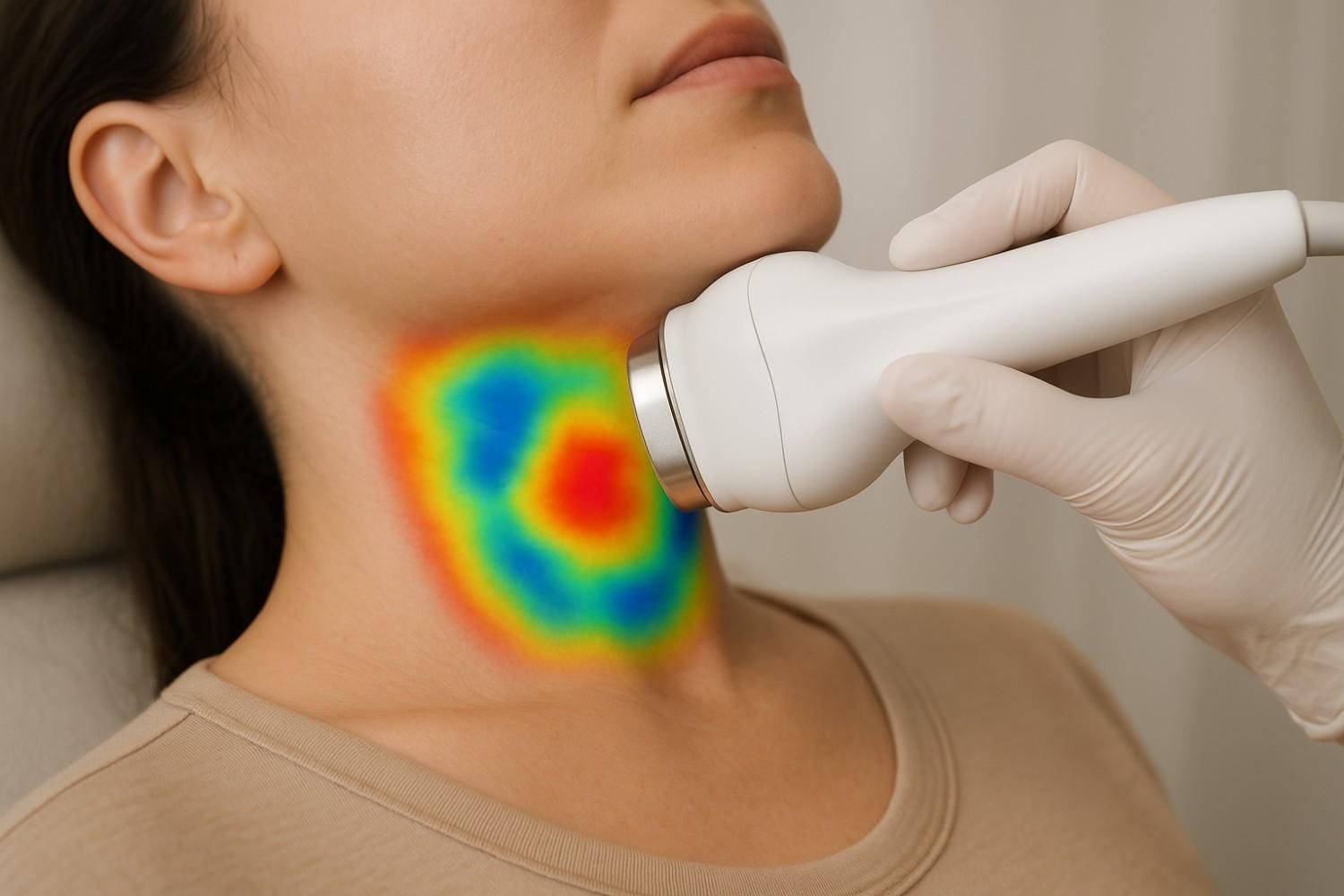 RF skin tightening treatment showing controlled heating for collagen stimulation