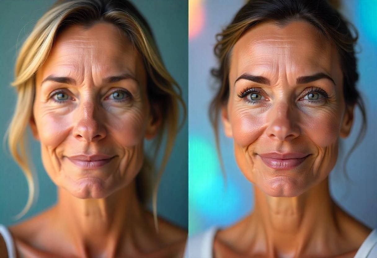 Real patient results showing improved facial contours after non-surgical skin tightening treatment