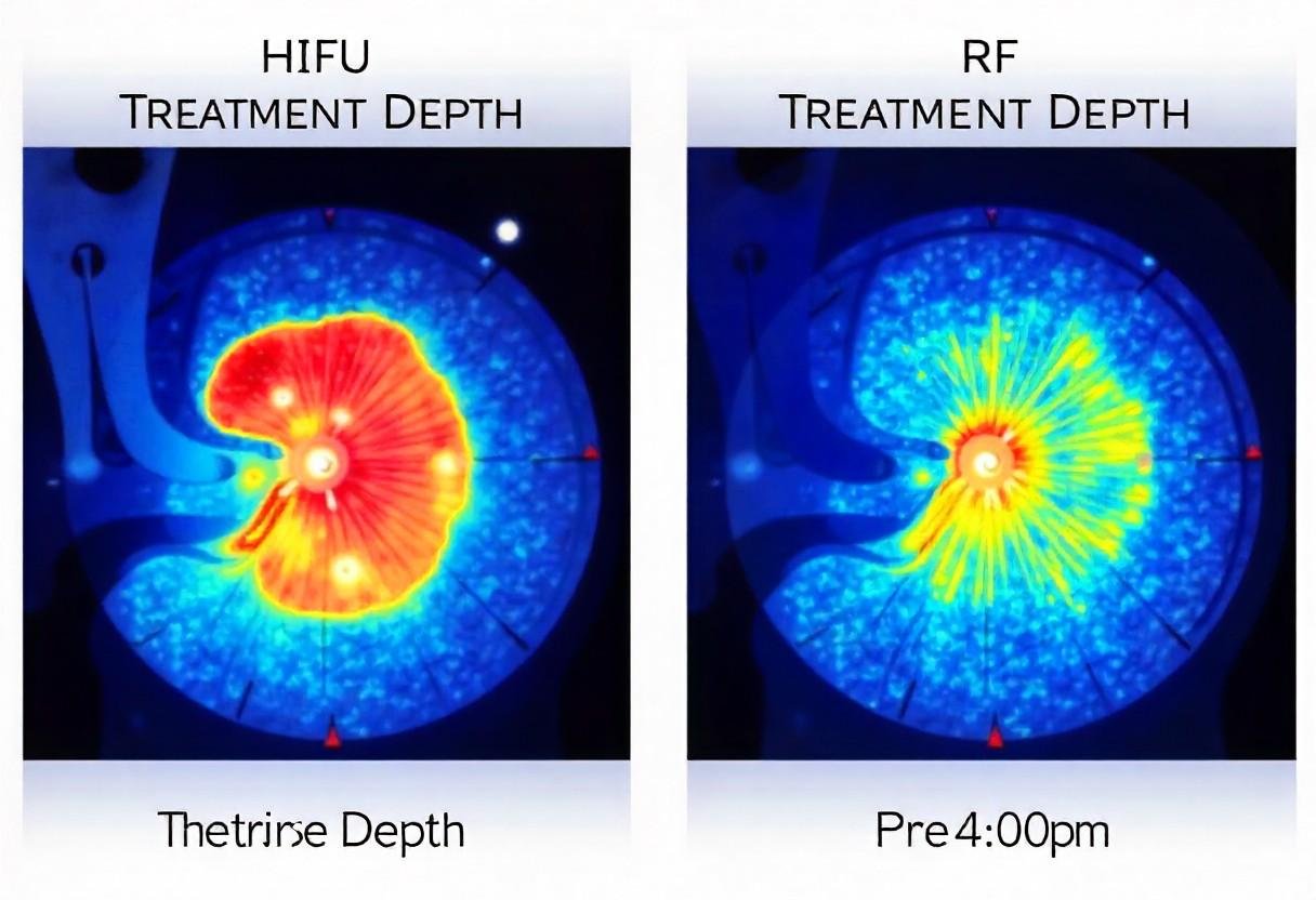 Anatomical comparison of HIFU and RF treatment depths for neck tightening procedures