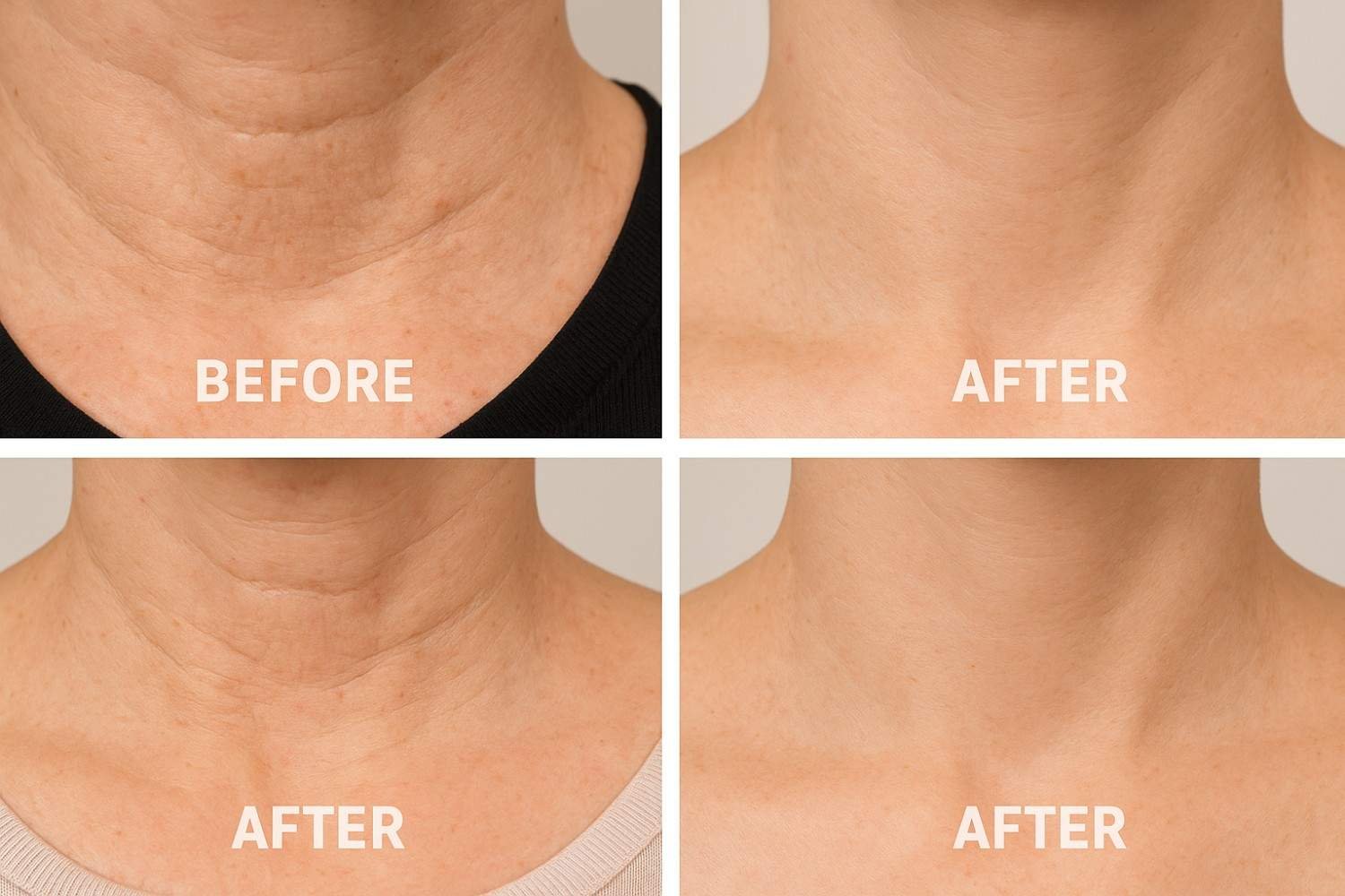 Natural before and after results showcasing harmonious face and neck rejuvenation outcomes
