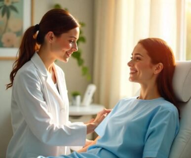 Professional body treatment consultation at AM Aesthetics London showing advanced laser technology and expert care