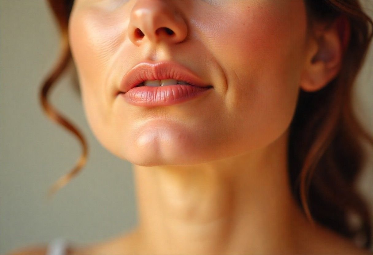 Smooth, youthful neck after tech neck treatment showing results from non-surgical procedures