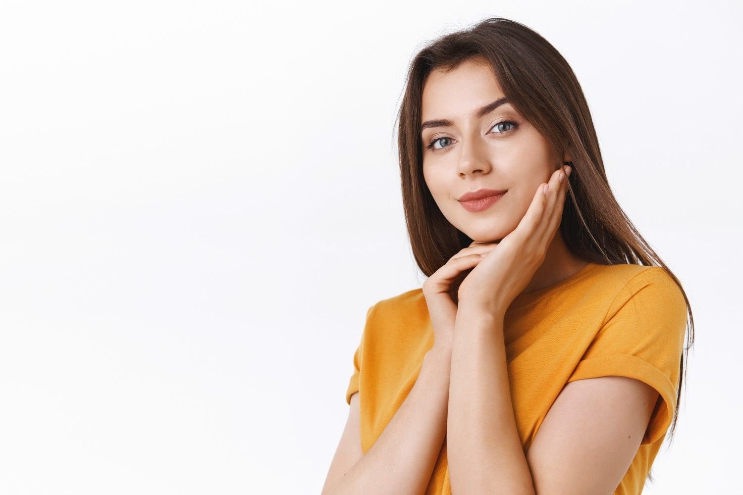 Professional aesthetic treatments at AM Aesthetics London - confident client after treatment