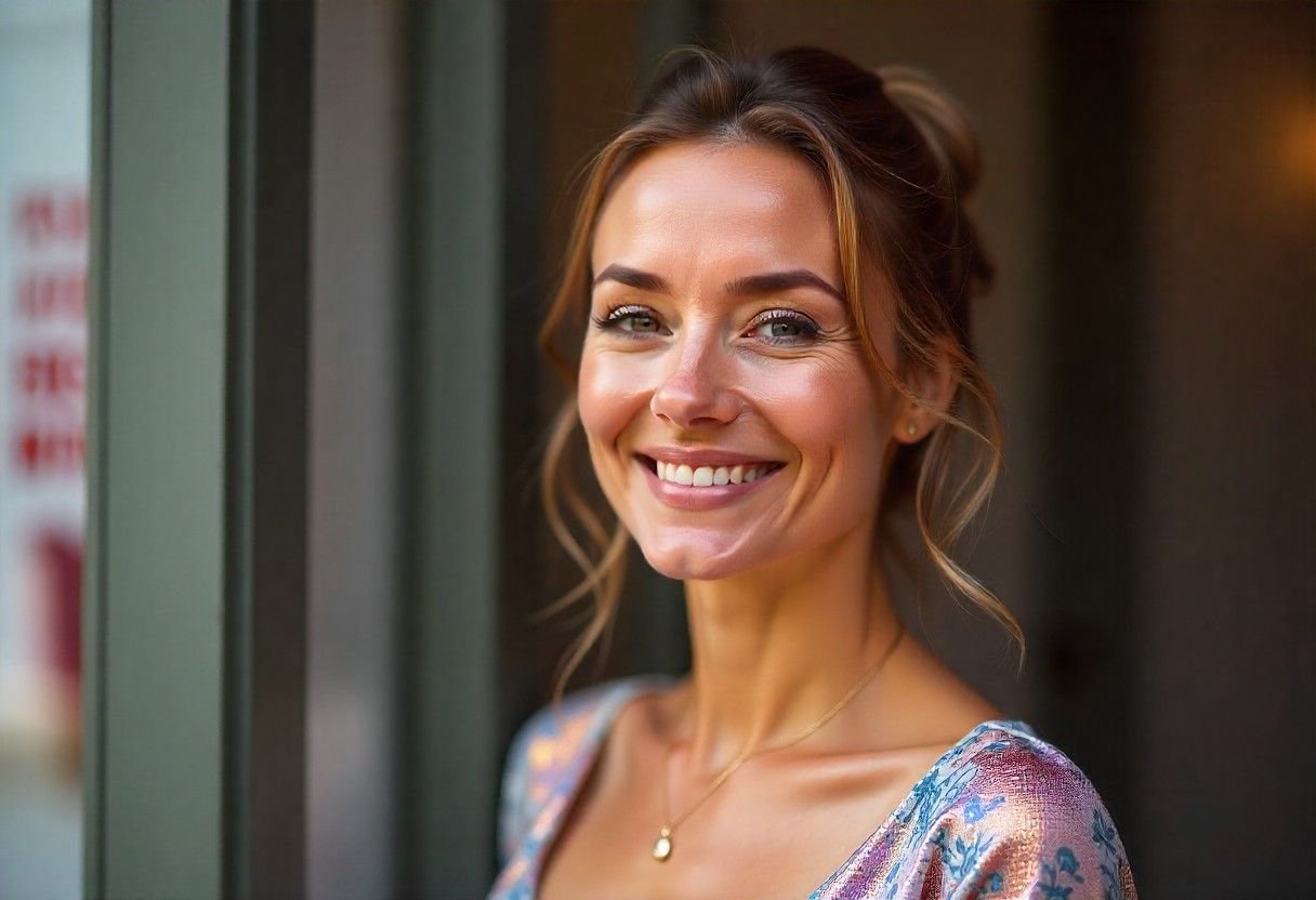 Satisfied client with glowing skin after aesthetic treatment at AM Aesthetics London, showing natural, confident results.