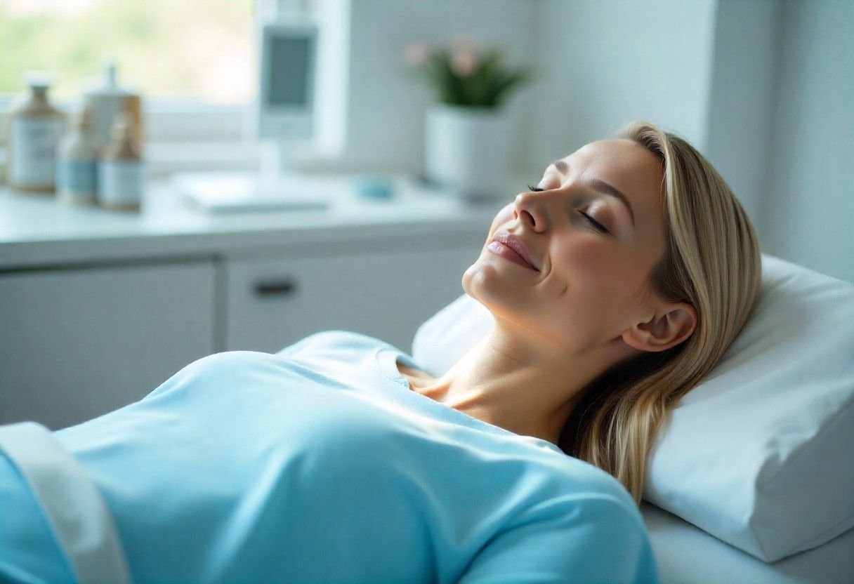 Relaxing skin tightening treatment session showing comfortable, spa-like environment at AM Aesthetics