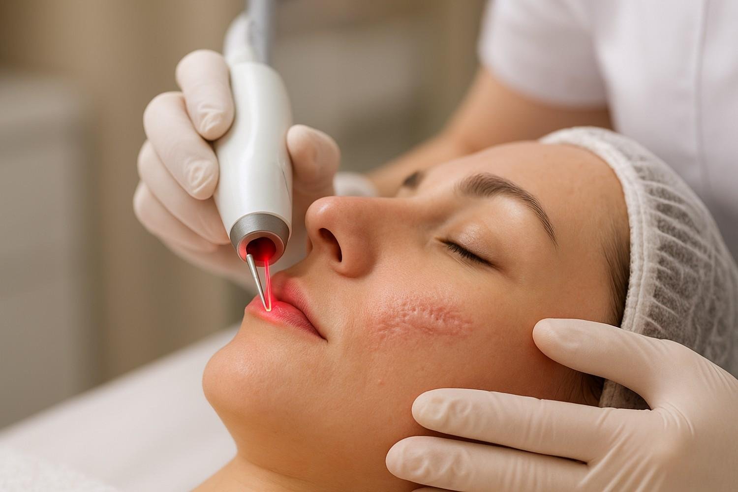 Precise scar reduction treatment using advanced laser technology to improve skin texture and appearance
