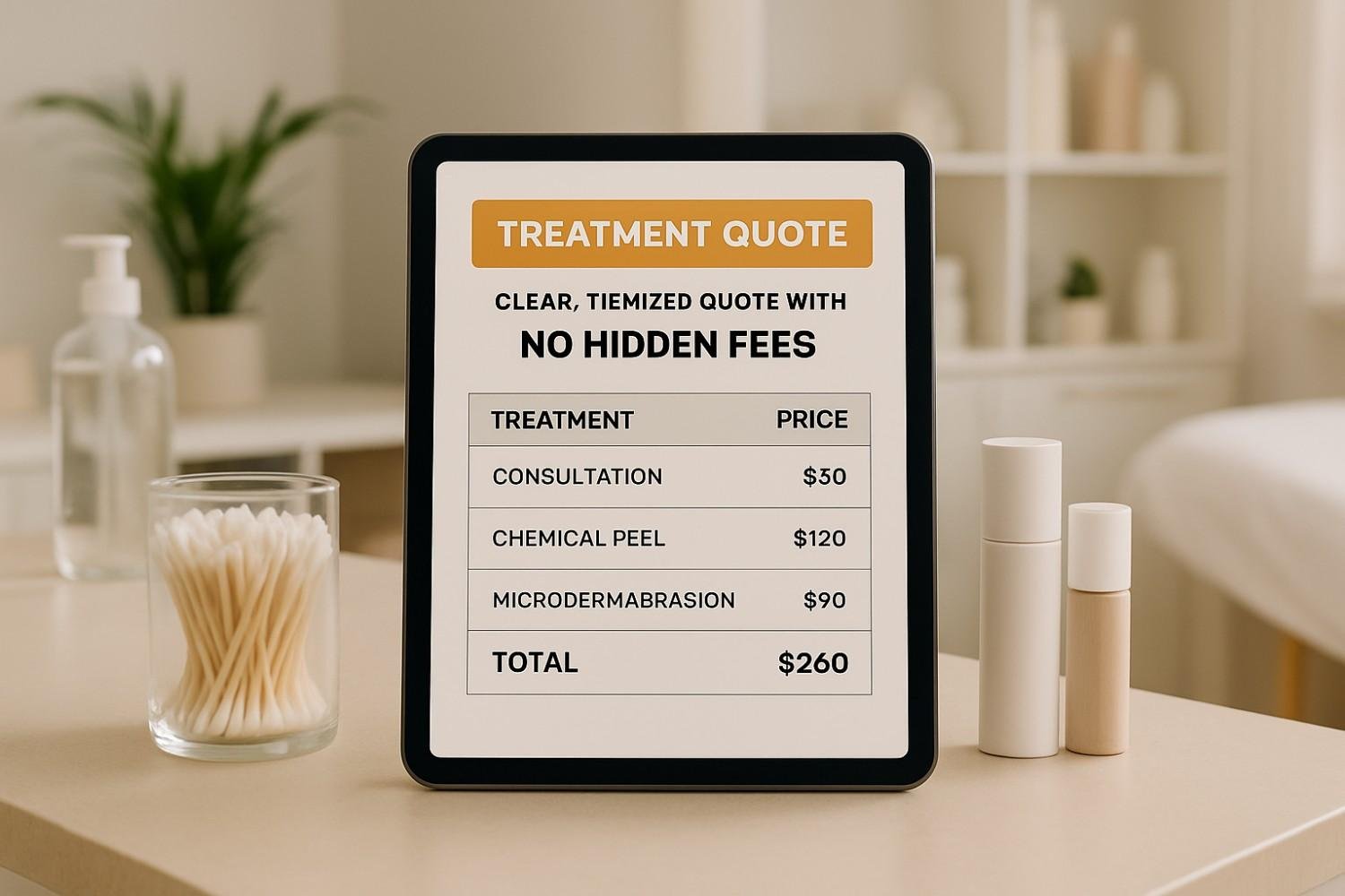 Transparent treatment pricing breakdown showing all costs included with no hidden fees