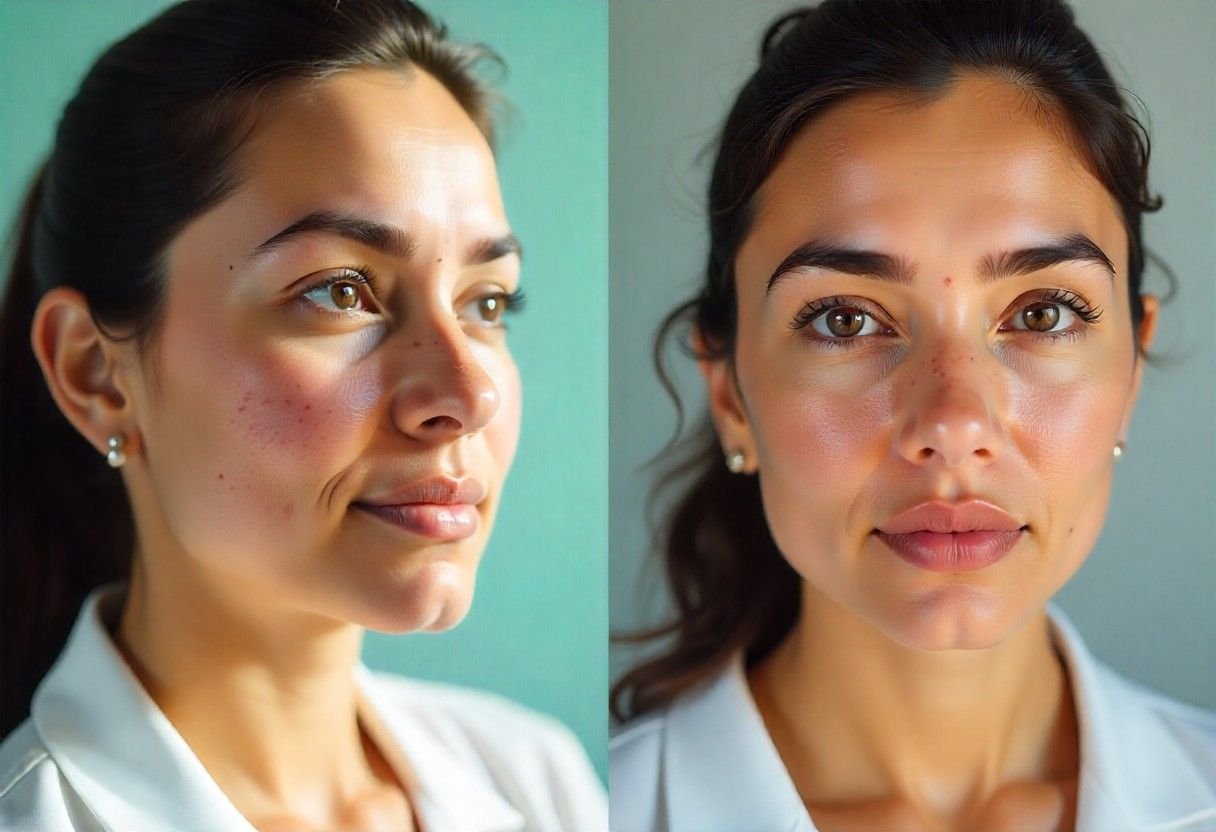 Before and after results showing improved skin texture from chemical peel treatment