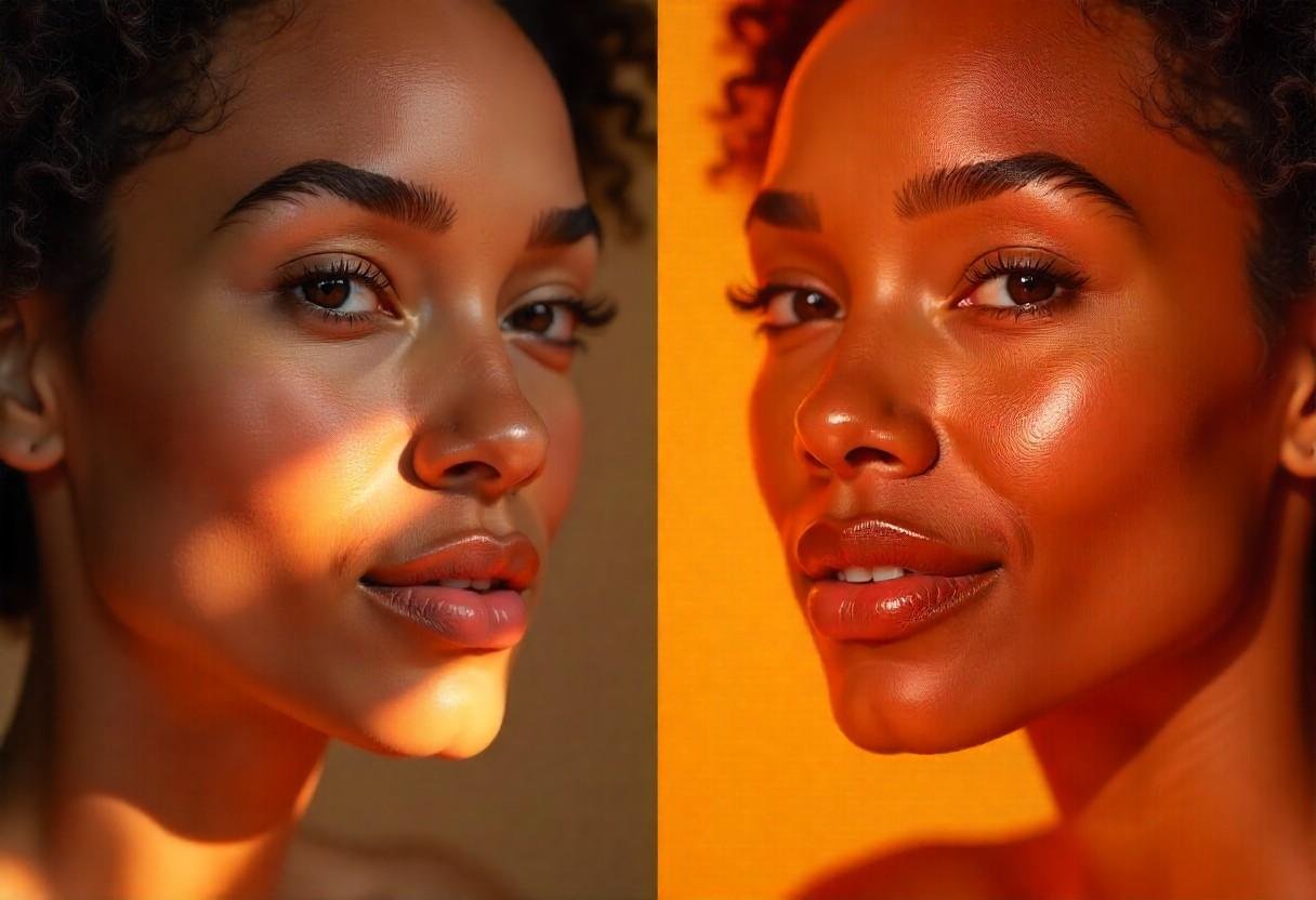 Side-by-side comparison demonstrating improved skin hydration and glow following skin booster treatment at AM Aesthetics