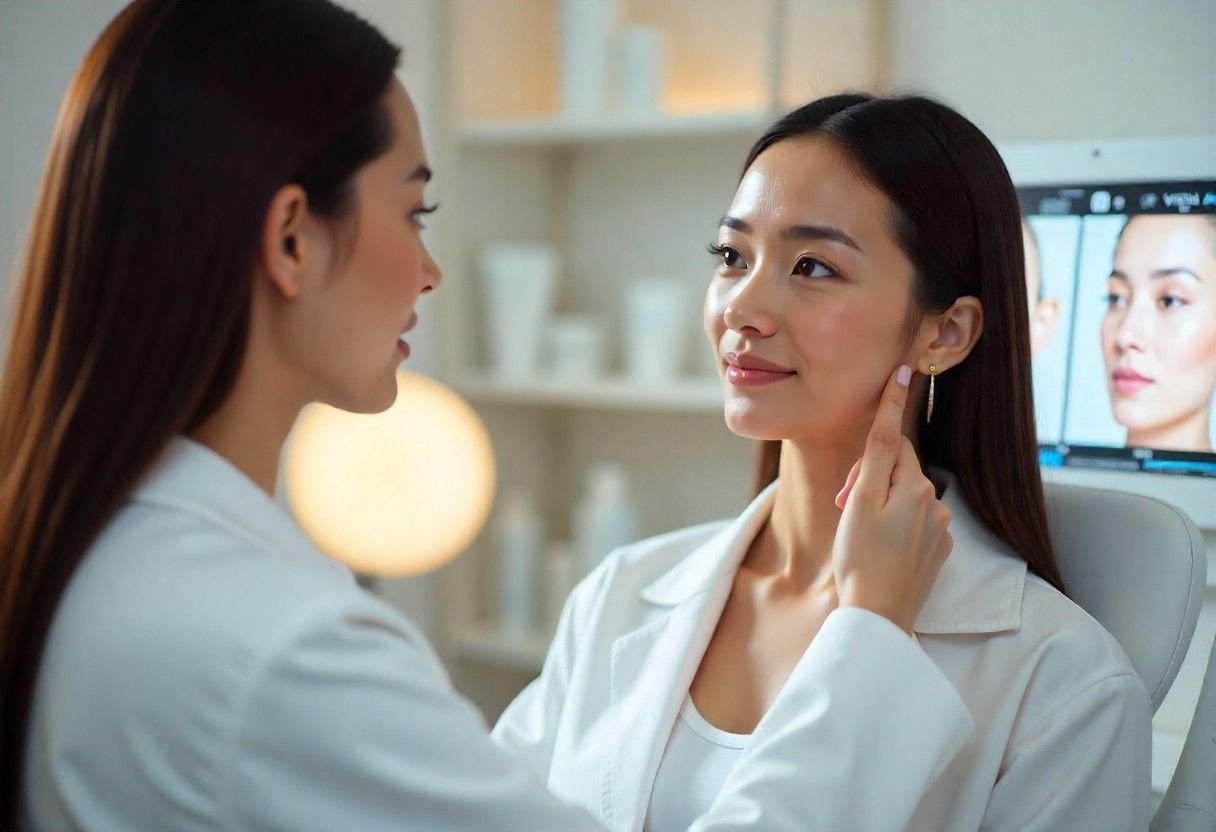 VISIA skin analysis consultation for microneedling PRP neck treatment planning