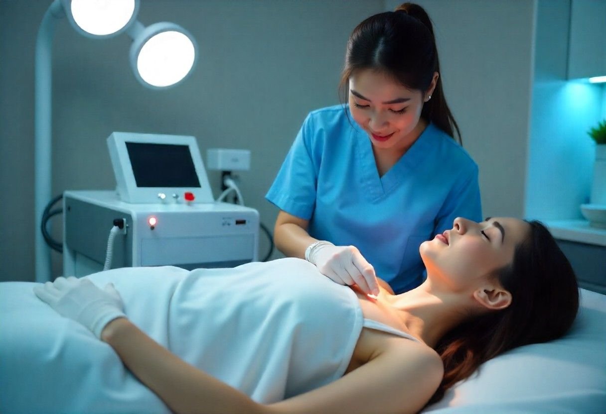 Advanced laser hair removal treatment at AM Aesthetics London using professional-grade equipment for safe, effective results.