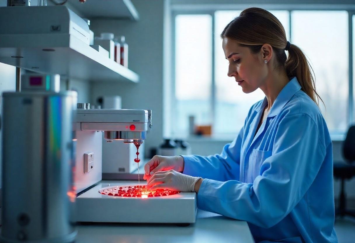 PRP preparation process showing blood centrifuge for neck rejuvenation treatment