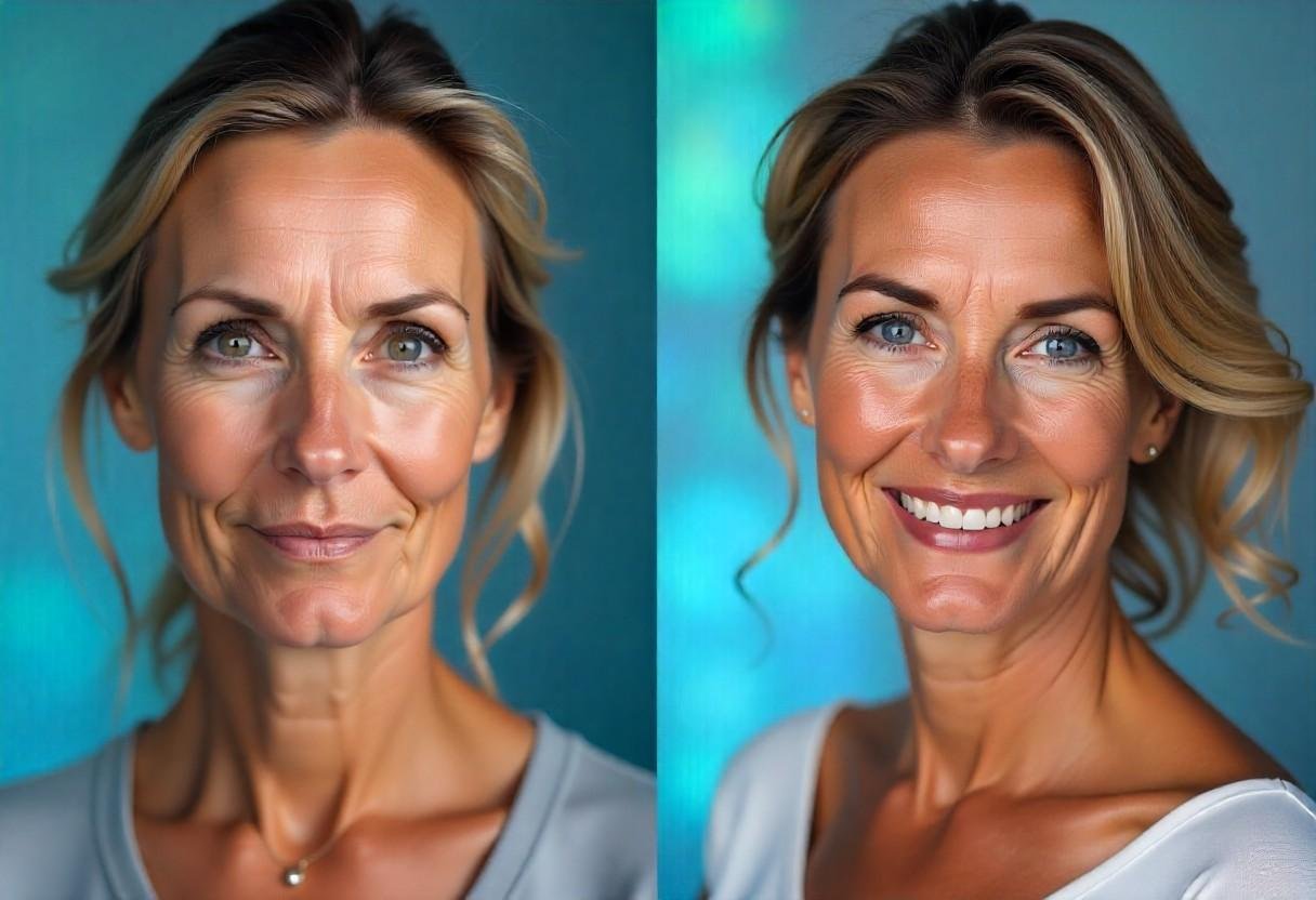 Before and after results showing smoother neck appearance following Botox platysmal bands treatment