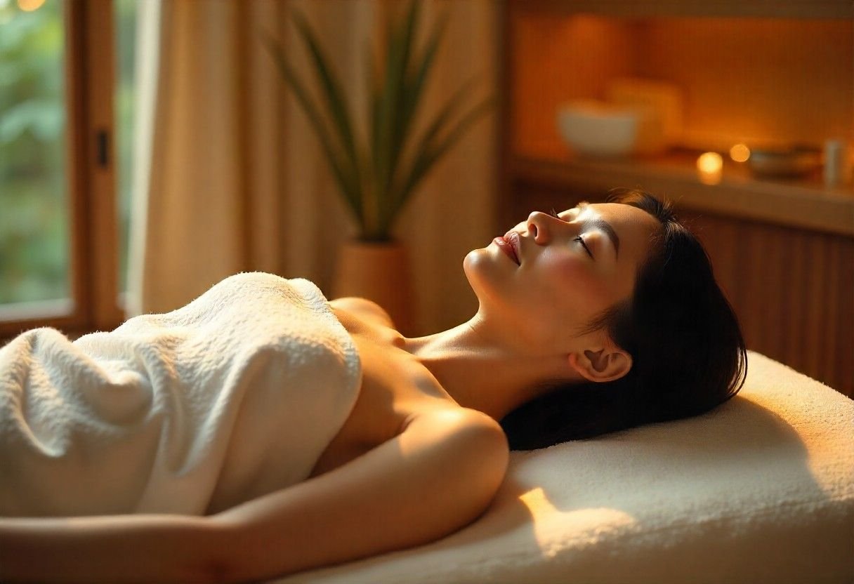 Relaxing body treatment session in progress at AM Aesthetics showing client comfort and professional care