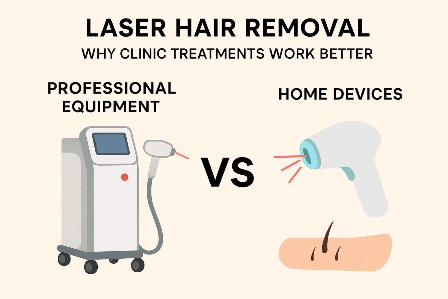 Professional laser hair removal near me equipment vs home devices - why clinic treatments work better