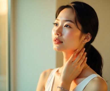 Woman experiencing smooth, rejuvenated neck skin after professional treatment at AM Aesthetics