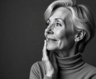 Woman demonstrating improved neck firmness after natural tightening treatments