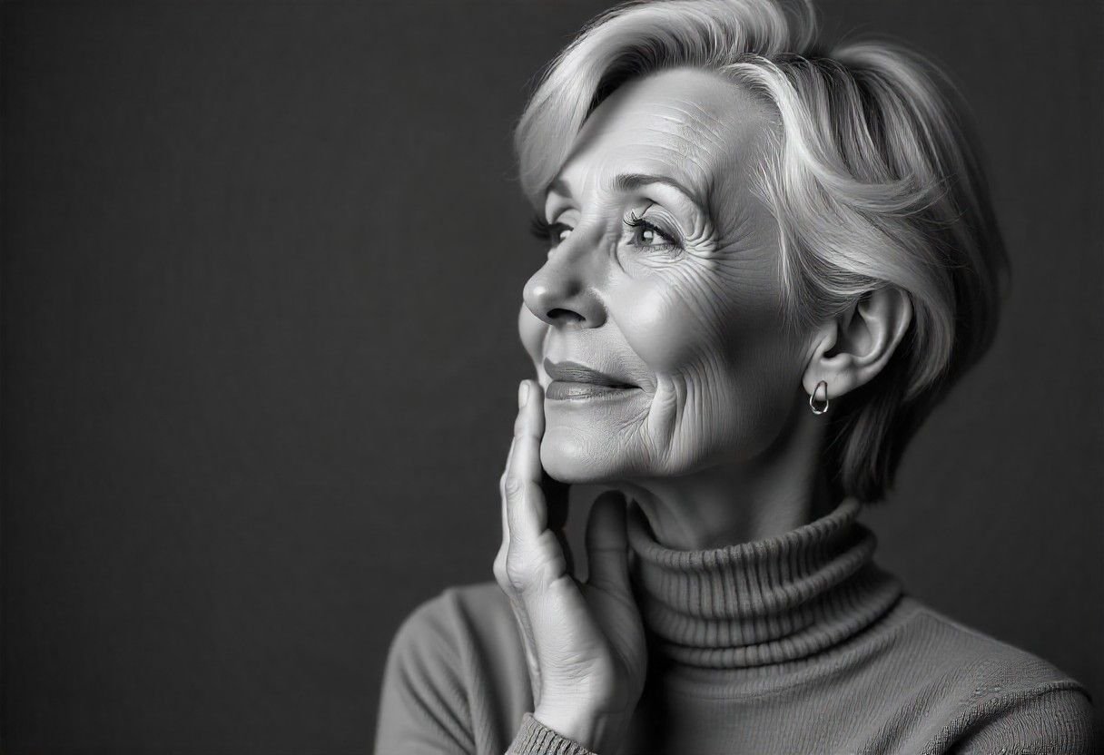 Woman demonstrating improved neck firmness after natural tightening treatments