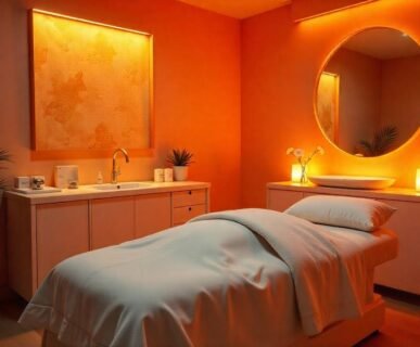 Modern body contouring treatment room at AM Aesthetics London showing advanced non-invasive sculpting equipment