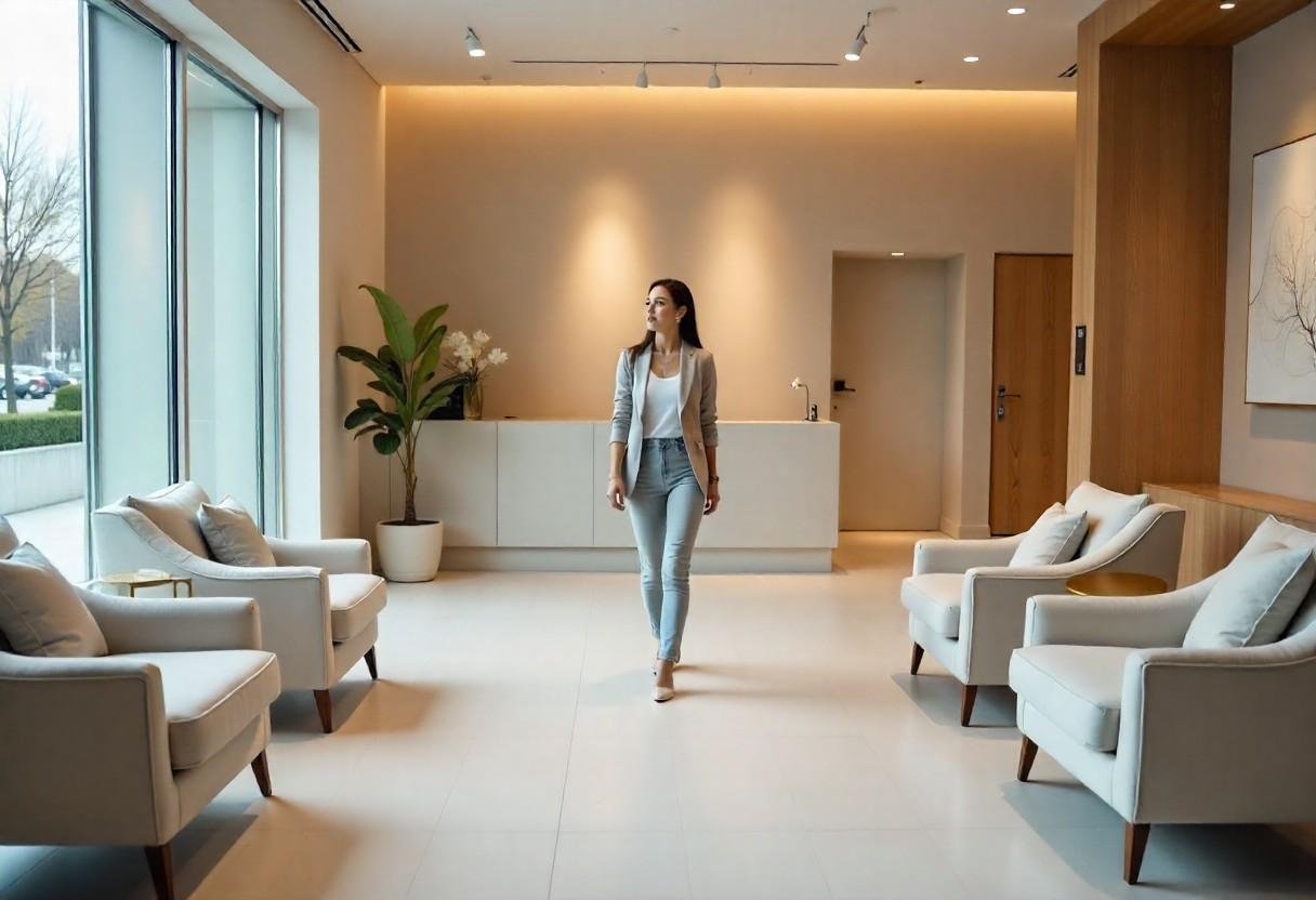 AM Aesthetics London clinic interior showcasing luxury aesthetic treatments facility with modern design and welcoming atmosphere.