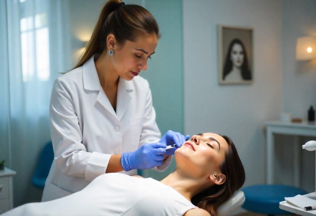 Expert demonstrating skin booster injection techniques during professional aesthetic training course at AM Aesthetics Academy