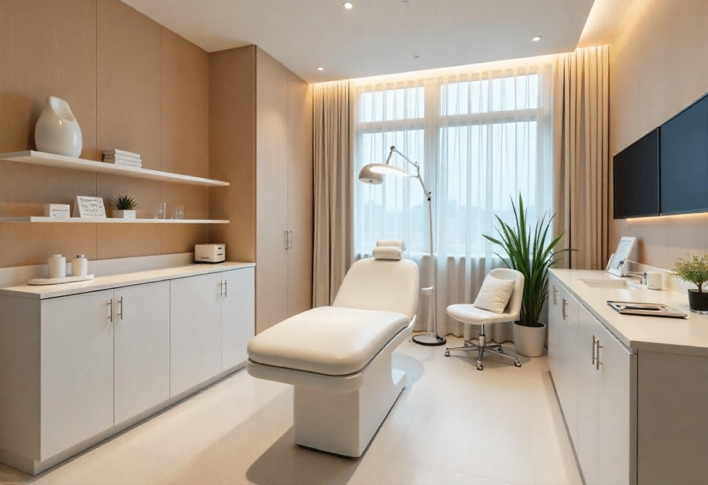 Professional anti-wrinkle treatment room at London aesthetics clinic showcasing career opportunities