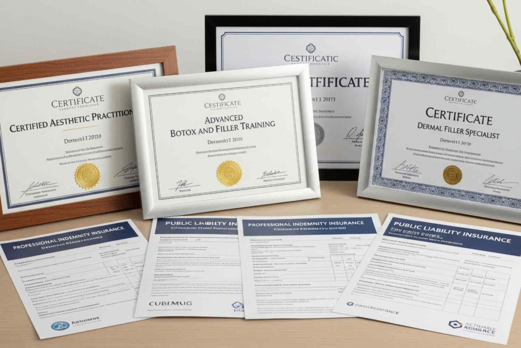Professional accreditation documents required for anti-wrinkle training careers UK