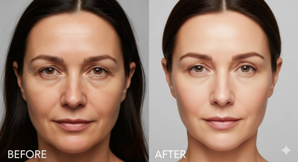 Professional anti-wrinkle treatment results showing career success in London aesthetics