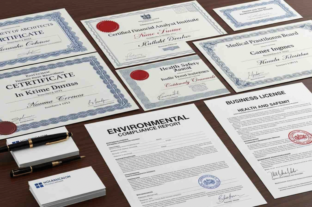 Professional accreditation certificates for UK aesthetic career compliance