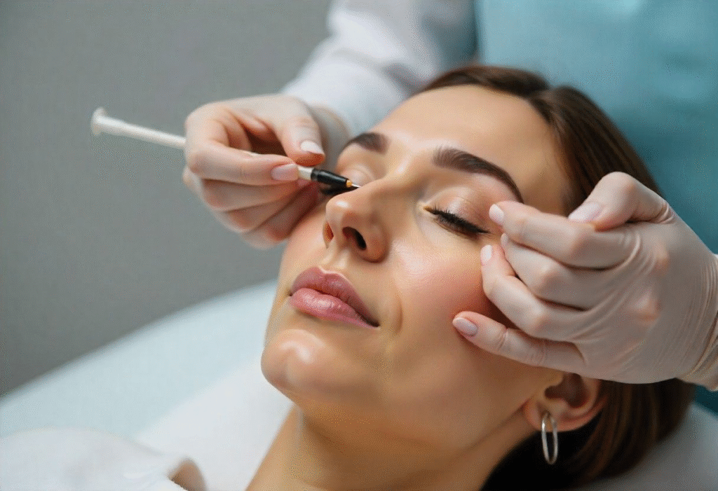Precise botox injection technique demonstration during practical training session