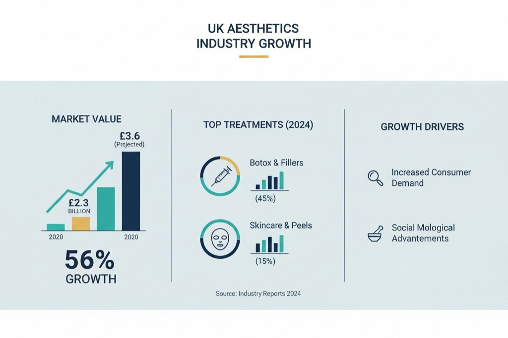 UK aesthetics industry growth statistics for anti wrinkle training demand