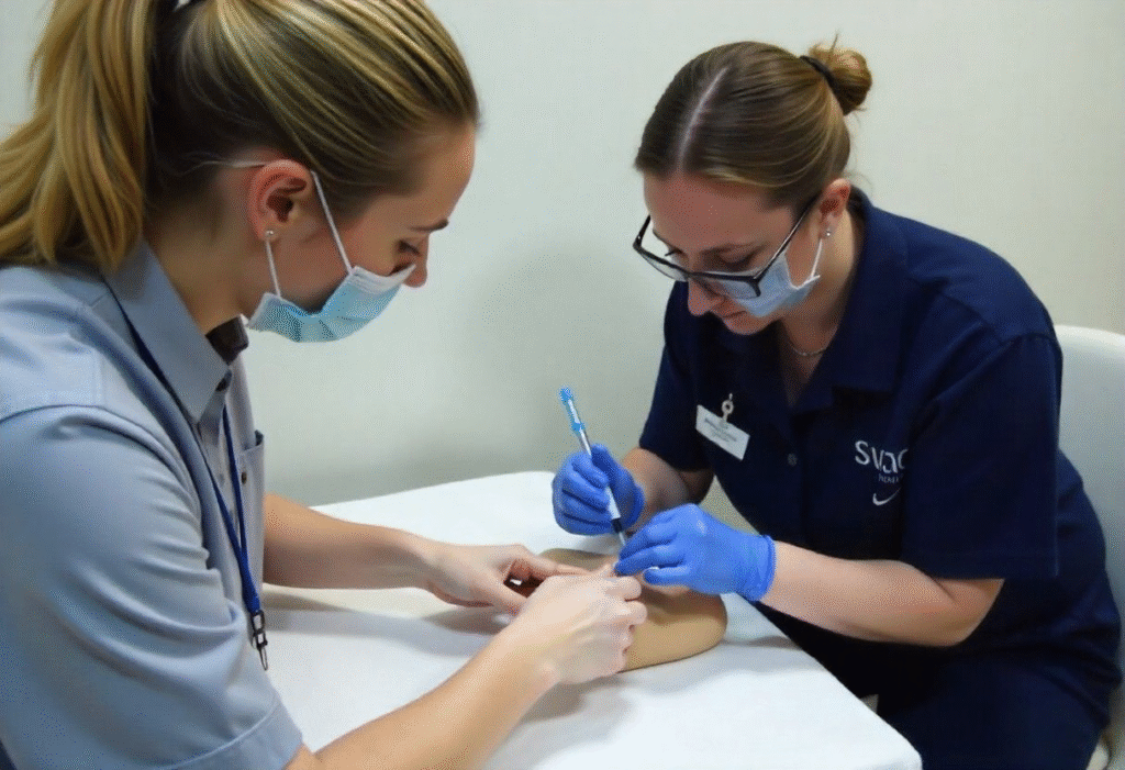Beginner botox course live model training at AM Aesthetics London Academy
