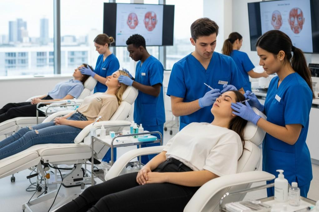 Live model anti wrinkle training session at AM Aesthetics London Academy
