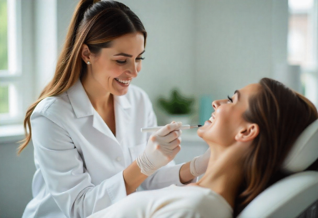 AM Aesthetics Academy graduate conducting professional consultation with patient