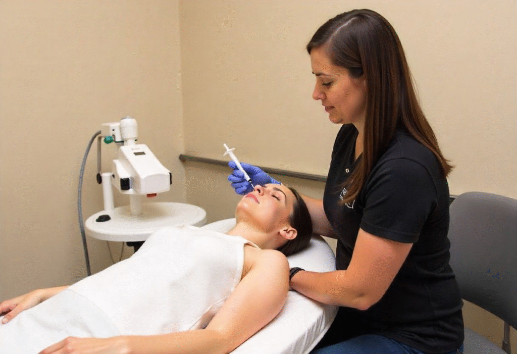 Expert trainer demonstrating safe Botox injection techniques during hands-on training