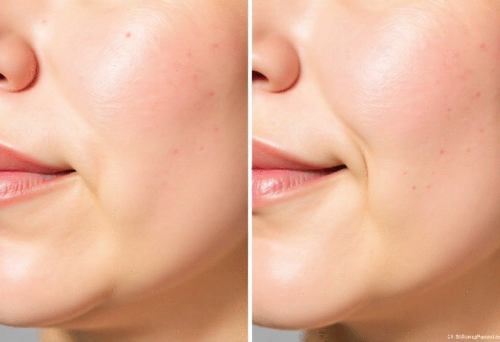 Before and after comparison demonstrating improved skin texture and hydration following professional skin booster treatment
