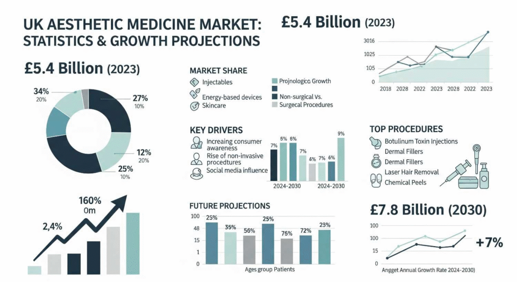 UK aesthetic medicine industry growth statistics showing market expansion from 2020 to 2025