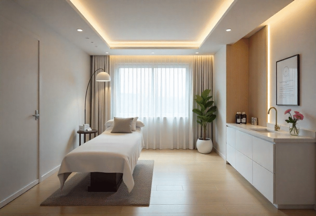 Contemporary aesthetic medicine clinic showing professional treatment environment and consultation spaces