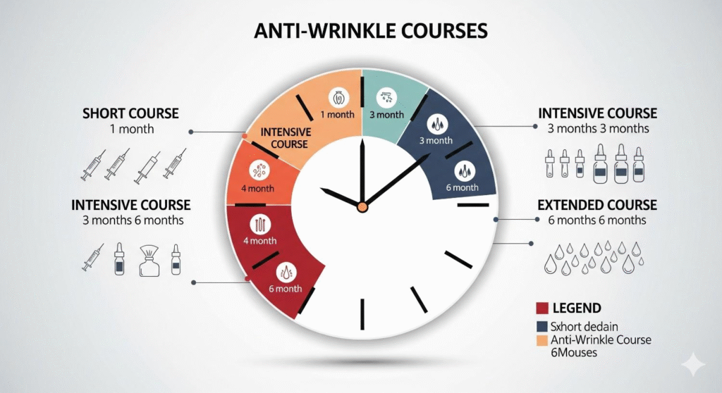 Time comparison between short intensive and extended anti-wrinkle courses