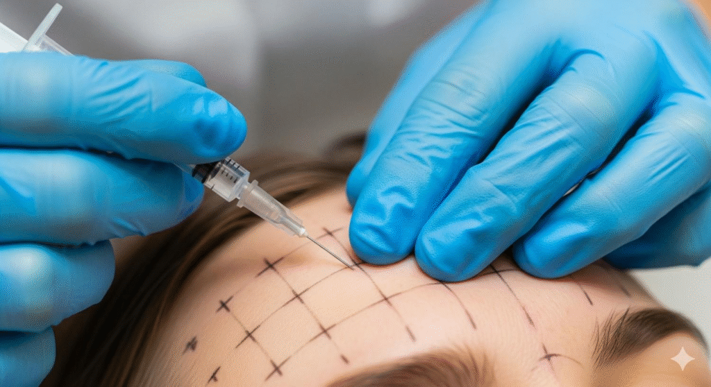 Professional demonstrating safe anti wrinkle training technique showing proper eligibility standards
