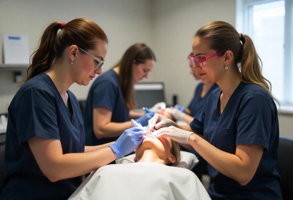 Accredited lip filler course London training session at AM Aesthetics London Academy