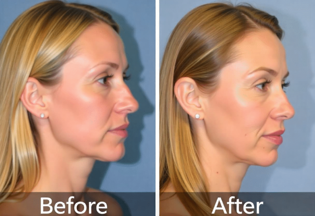 Advanced facial filler techniques training results showing natural facial contouring and profile enhancement