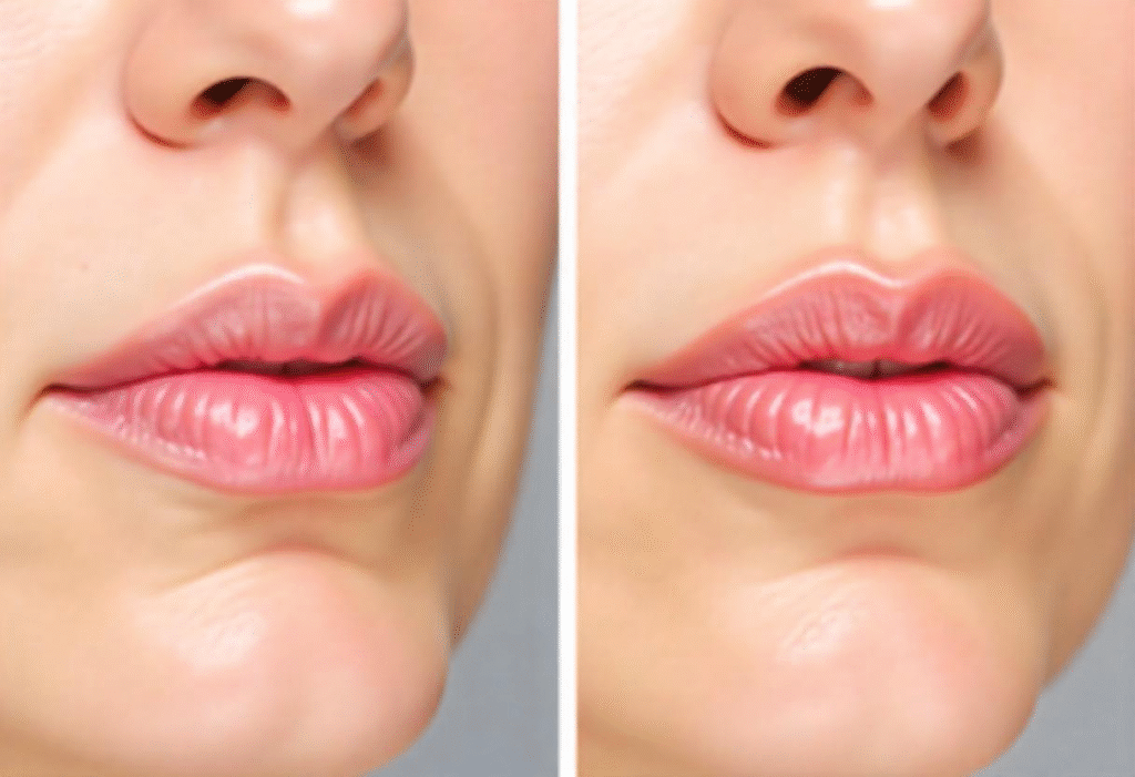 Natural lip filler results achieved through professional lip augmentation training