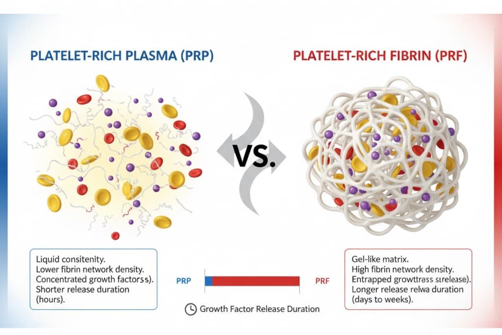 PRF versus PRP comparison for facial rejuvenation and hair restoration
