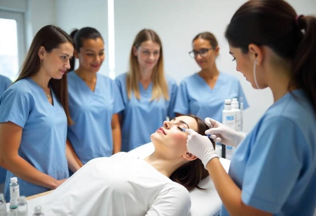 Qualified medical professionals attending Juvelook training eligibility course at AM Aesthetics London Academy